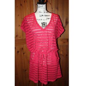 Calvin Klein Pink Swim Coverup Cap Sleeve Waist Tie XL